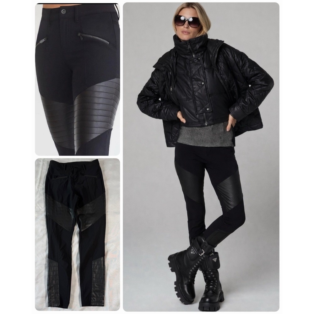 Alp N Rock Sloan Moto Pants Women's M Y2K Biker Grunge Faux Leather Panel Black